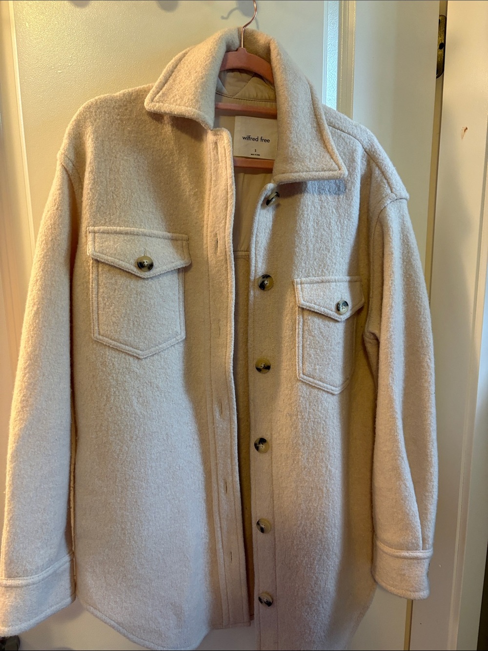 Wilfred- Cream Button-Front Wool Jacket